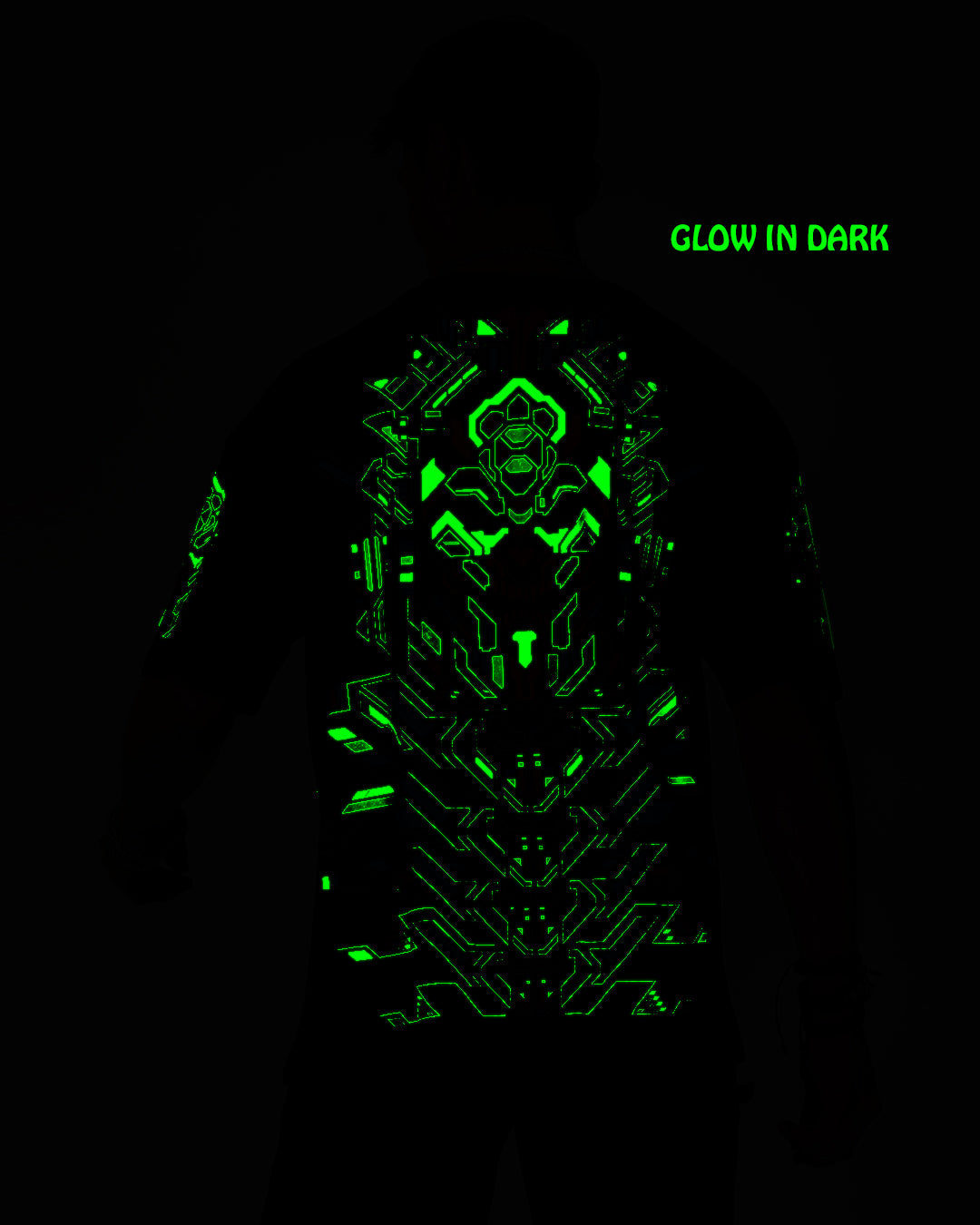 Cyberpunk Skull UV Reactive &amp; Glow in Dark Oversized T-Shirt